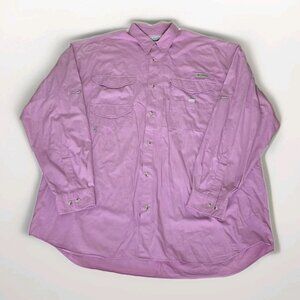 Columbia PFG Fishing Shirt Mens 2XT Lavender Bonehead Mesh Roll Up Tab LS FT7120